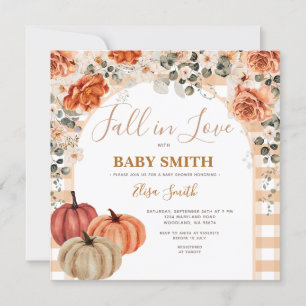 Boho Pumpkin Gingham Fall in Liebe Baby Dusche Einladung