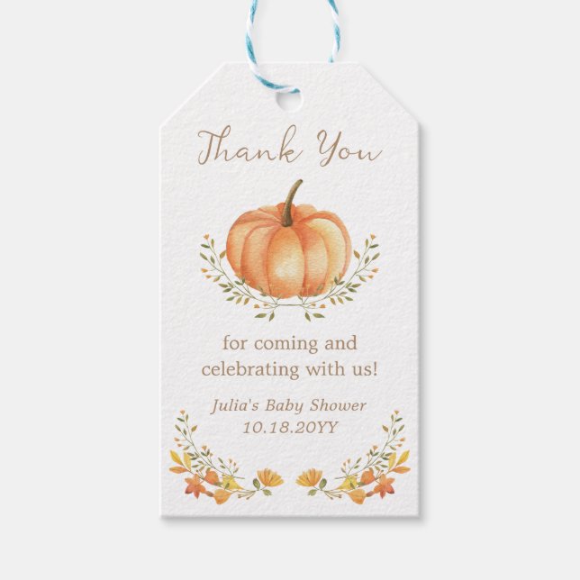 Boho Pumpkin Herbst Blätter Danke für Ihre Unterst Geschenkanhänger (Vorderseite)