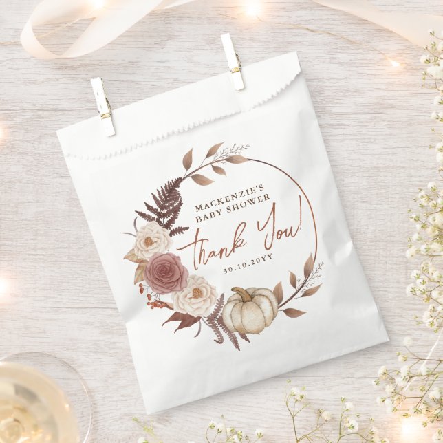 Boho Pumpkin Herbst Floral Girl Babydusche Geschenktütchen (Ausgeschnitten)