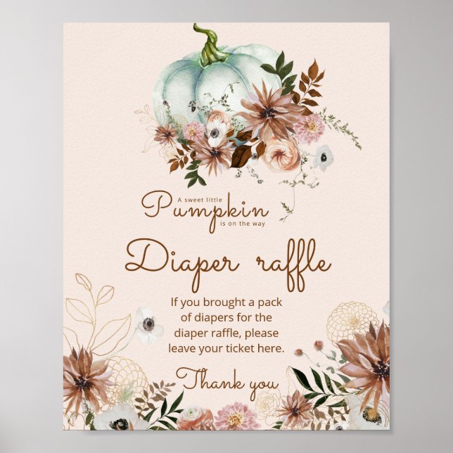 Boho pumpkin ist unterwegs Diaper Tombola Poster (Vorne)