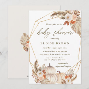 Boho Pumpkin Pampas Grass Floral Baby Shower Invi Einladung