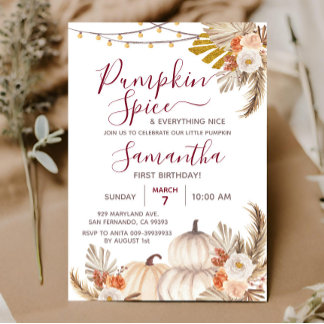Boho Pumpkin Spice & Everything Nice 1 Birthday Einladung