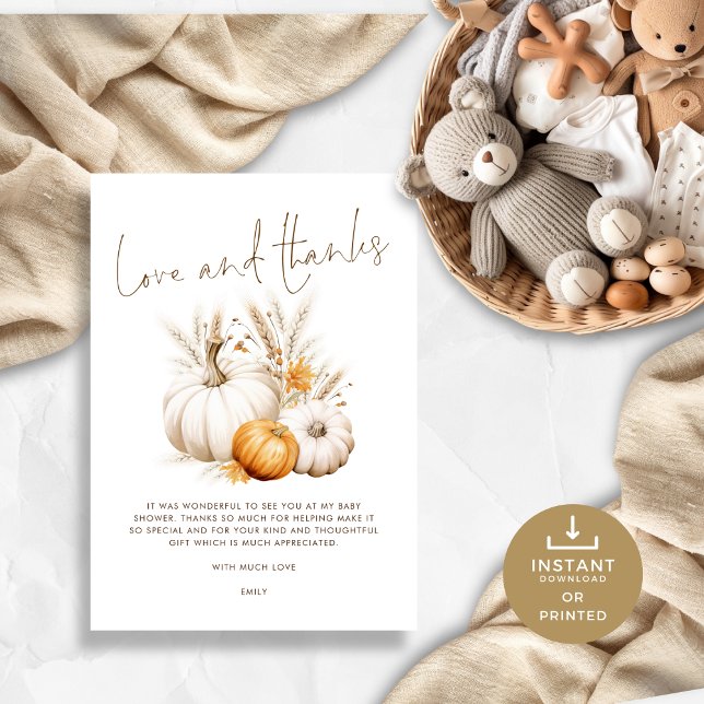 Boho Pumpkins Grasses Liebe und Danke Baby Dusche Karte (Von Creator hochgeladen)