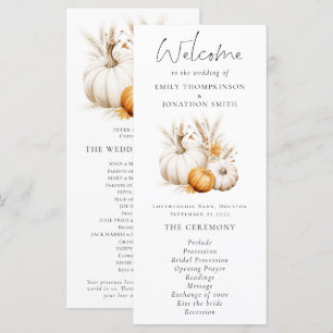 Boho Pumpkins Pampas Wedding Program Karte