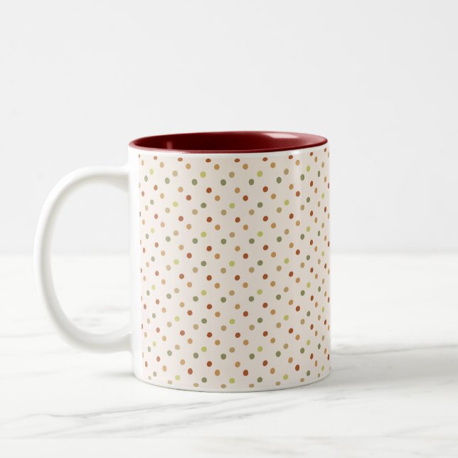 Boho-Punkte-Muster erdige Art  Zweifarbige Tasse (Links)