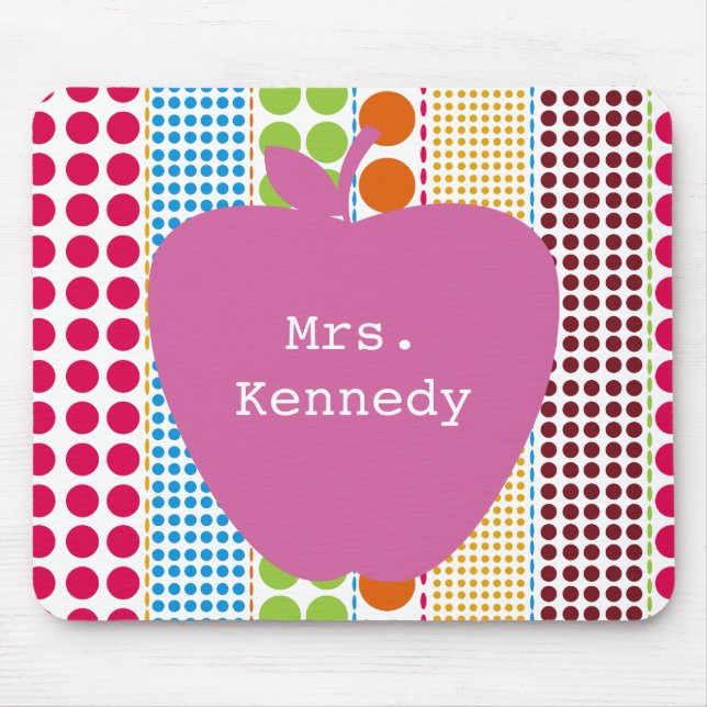 Boho punktiert rosa Apple-Lehrer Mousepad (Vorne)