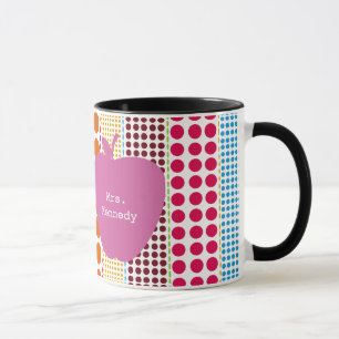 Boho punktiert rosa Apple-Lehrer Tasse