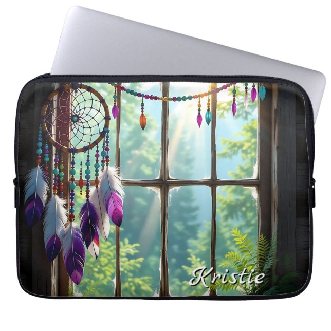 Boho Purple Dreamcatcher in Window  Personalized Laptopschutzhülle (Vorderseite)