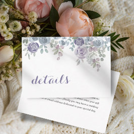 Boho Purple Floral QR Code Wedding Details Begleitkarte