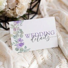 Boho Purple Floral Watercolor Wedding RSVP Karte