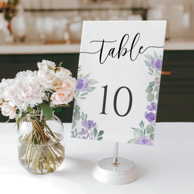Boho Purple Floral Wedding Tischnummer (Von Creator hochgeladen)