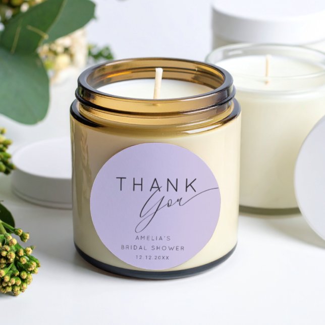 Boho Purple Lavender Thank You Bridal Shower  Runder Aufkleber (Von Creator hochgeladen)