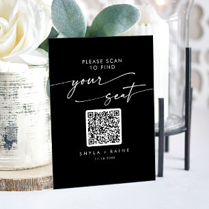 Boho QR Black Acrylic Wedding Seating Chart Sign Acrylschild