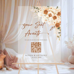 Boho QR Code Hochzeitsstift Akryllisches Zeichen Acrylschild