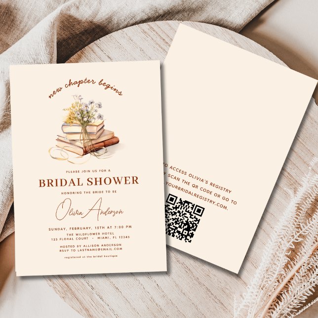 Boho QR Code Neues Kapitel Beginnt Brautparty Einladung (Von Creator hochgeladen)