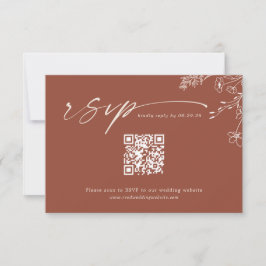 Boho Qr Code Terracotta Burnt Orange Wedding RSVP Karte