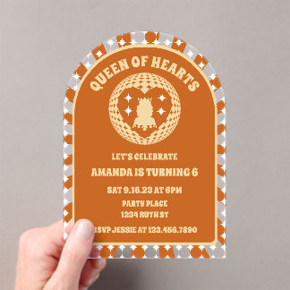 Boho Queen of Hearts Birthday Party Arch Acryleinladungen