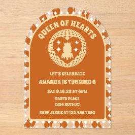 Boho Queen of Hearts Birthday Party Arch Acryleinladungen