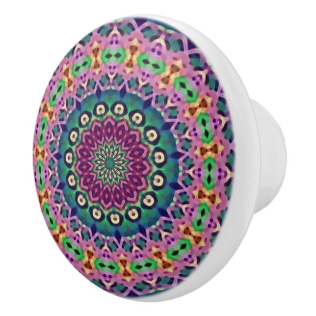 Boho Quilt Keramik Knob Keramikknauf (Rechts)