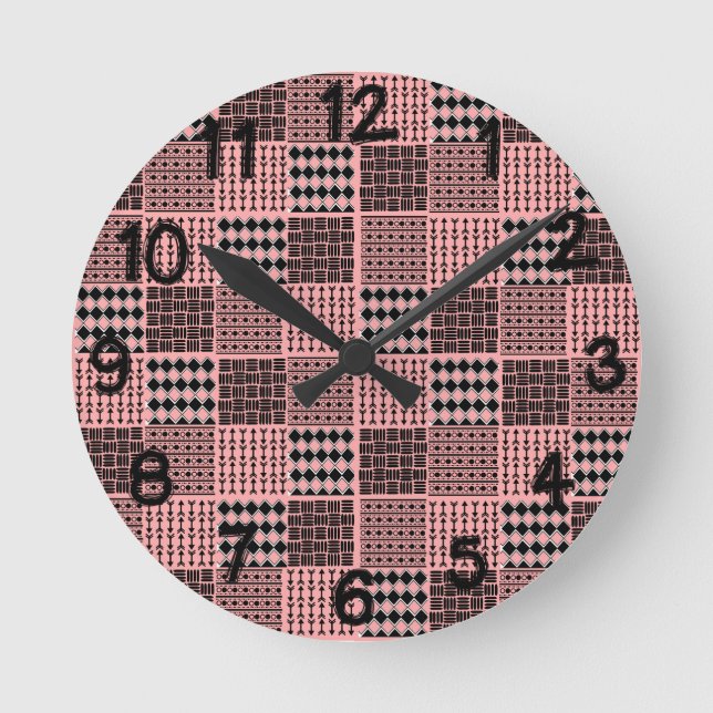 Boho Quilt Runde Wanduhr (Vorderseite)