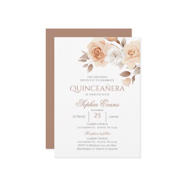 Boho Quinceanera Einladung (Vorderseite/Rückseite Beispiel)