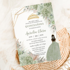 Boho Quinceanera Sage Green Floral Pampas Grass Einladung