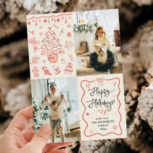 Boho Quirky Coquette Bows Happy Holidays 2 Foto Feiertagskarte