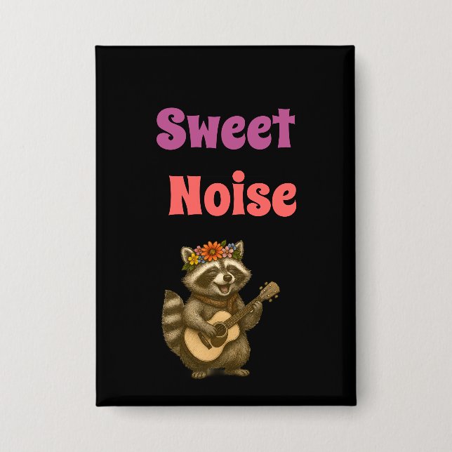 Boho Raccoon Floral Crown Music Lover Button (Vorderseite)