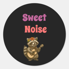 Boho Raccoon Music Lover Sweet Noise Floral Runder Aufkleber
