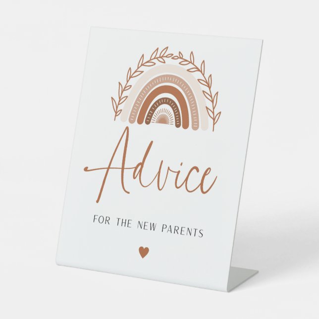 Boho Rainbow Advisor und wünscht Baby Dusche Schil Sockelschild (Vorderseite)