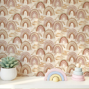 Boho Rainbow and Clouds Kinderzimmer Tapete