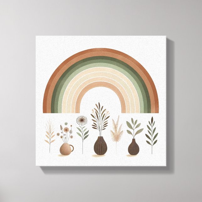 Boho Rainbow and Earthy Botanicals Leinwanddruck (Vorderseite)