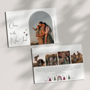 Boho Rainbow and Hearch Arch New Year Five Foto Feiertagskarte