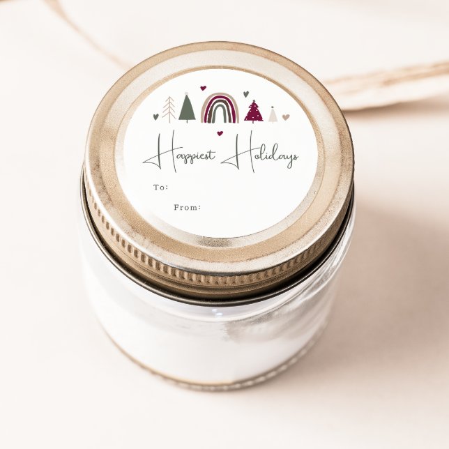 Boho Rainbow and Hearsts Die schönsten Ferien nach Runder Aufkleber (Von Creator hochgeladen)