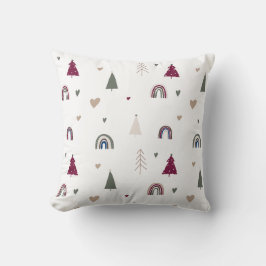 Boho Rainbow and Hearts Christmas Throw Kissen