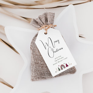 Boho Rainbow and Hearts Frohe Weihnachtsfamilie Geschenkanhänger