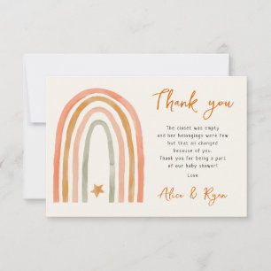Boho Rainbow and Star Baby Shower Gedicht Dankeskarte