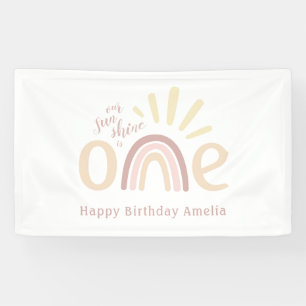 Boho Rainbow and Sunshine 1. Geburtstag Banner