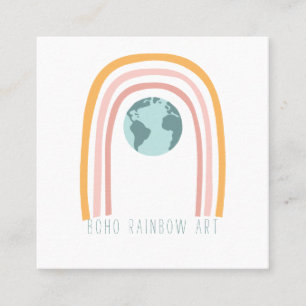 Boho Rainbow Art Earth Day Quadratische Visitenkarte