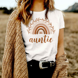 Boho Rainbow Auntie Shirt, Terracotta Mute Tones T-Shirt