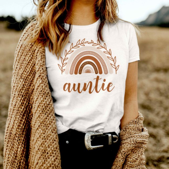 Boho Rainbow Auntie Shirt, Terracotta Mute Tones T-Shirt (Von Creator hochgeladen)