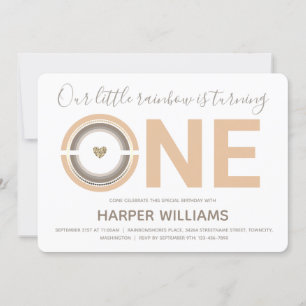 Boho Rainbow Baby 1. Geburtstag Einladung