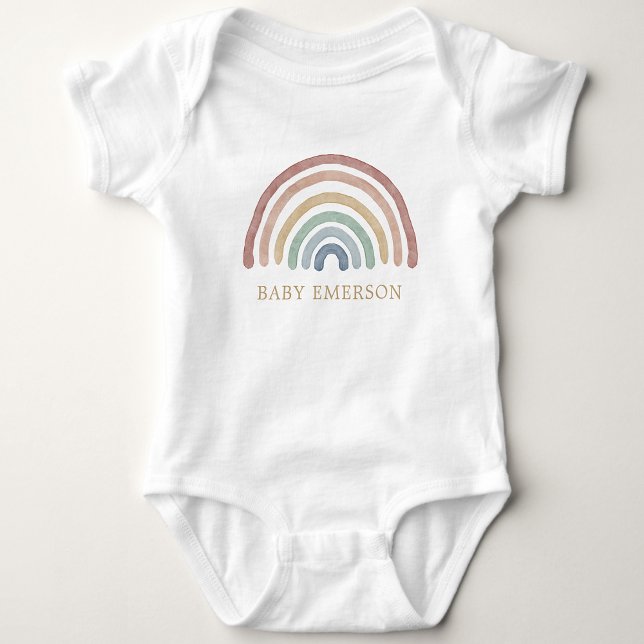 Boho Rainbow Baby Baby Strampler (Cute Boho Rainbow Baby Shower Baby Bodysuit by Painted Paperie
)