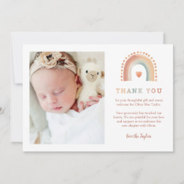 Boho Rainbow Baby Dankeschön Card - 2-Foto Modern Dankeskarte