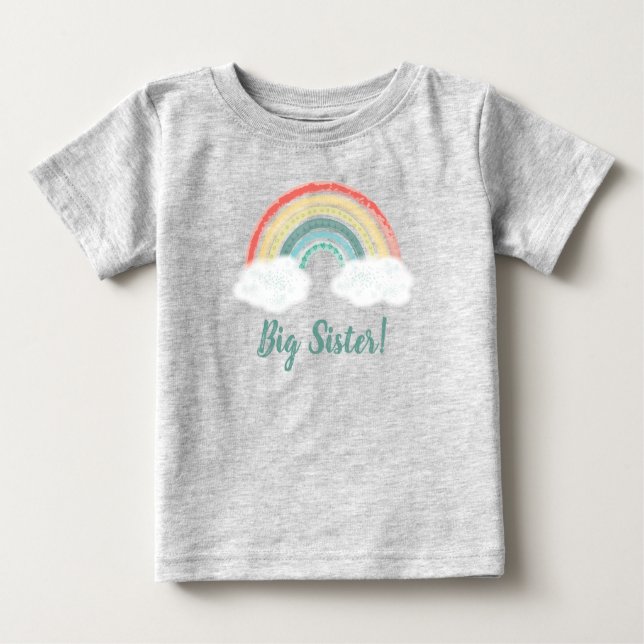 Boho Rainbow Baby Dusche Big Sister T-shirt (Vorderseite)