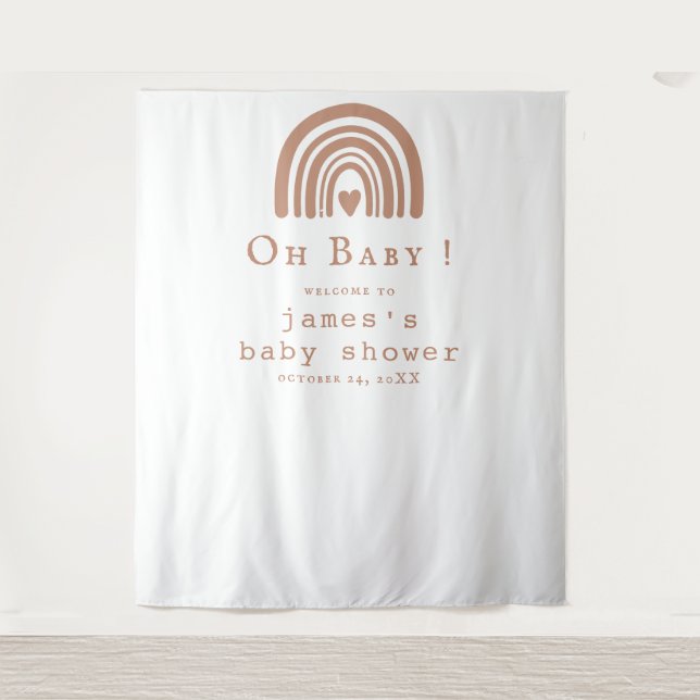 Boho Rainbow Baby Dusche Hintergrund Wandteppich (Vorderseite)