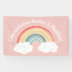 Boho Rainbow Baby Dusche Pink Banner