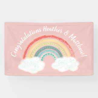 Boho Rainbow Baby Dusche Pink Banner