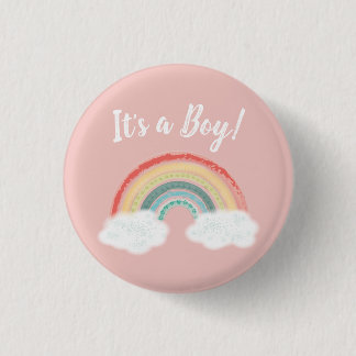 Boho Rainbow Baby Dusche Pink Button