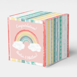 Boho Rainbow Baby Dusche Pink Geschenkschachtel
